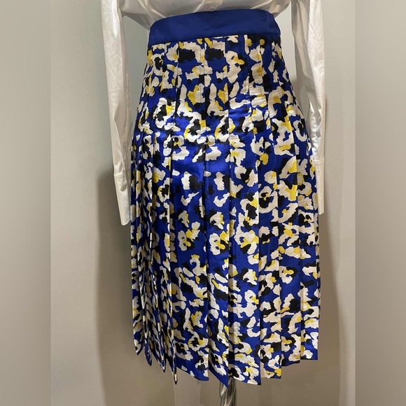 MARY KATRANTZOU Blue and Yellow Patterned A-Line Skirt - Picture 6 of 9